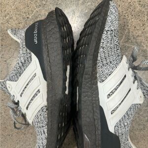 Light gray adidas ultra boost running shoes